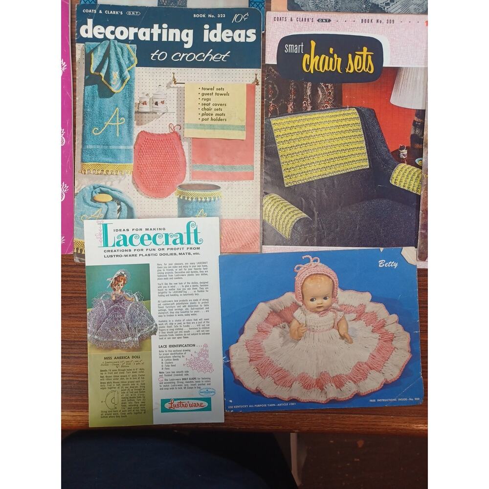 Vintage Crocheting & Knitting Books Doily,Dolls,Art Fun 1940's - 1960's Crafts - Picture 6 of 12